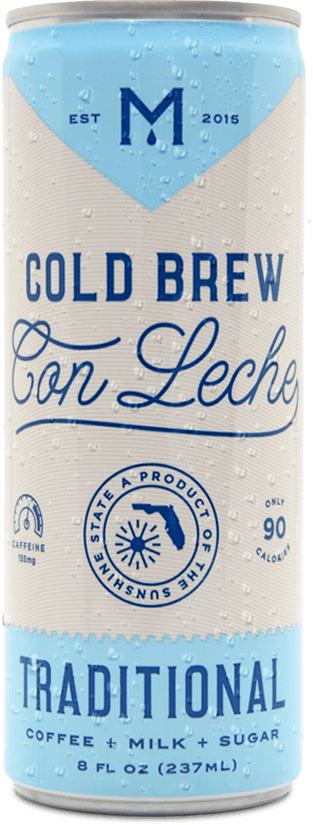 Named after the favorite beverage of our first account, our Traditional Con Leche is formulated with our Cold Brew, reduced fat milk and a hint of cane sugar. We keep it real so you can too. Light, easy drinking and fully caffeinated. Best coffee in all of Florida. Found in Wholefoods, Sprouts and Publix Now available in select Central Markets in Austin, San Antonio, Fort Worth and Dallas.